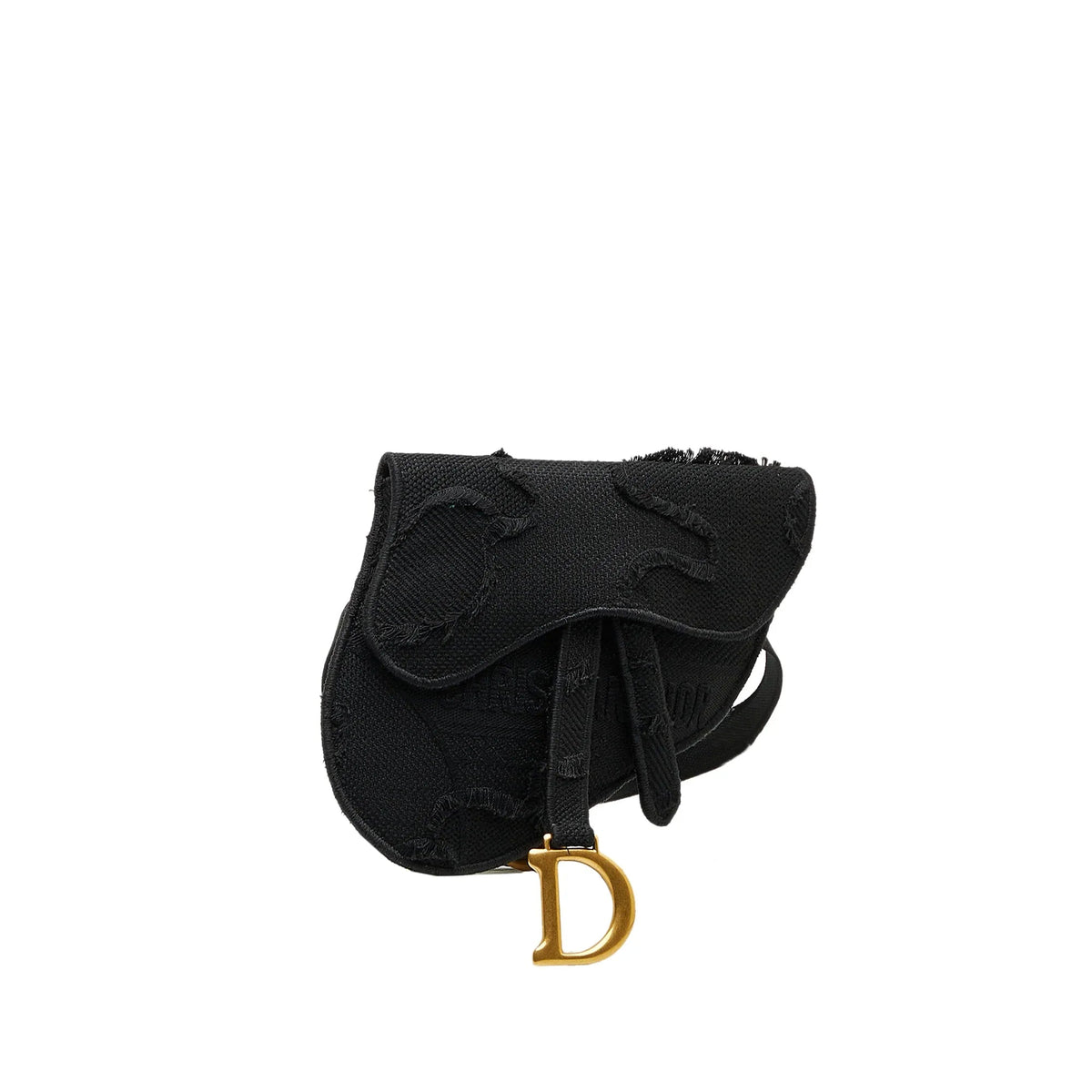 Black Dior Embroidered Canvas Camouflage Saddle Belt Bag Rovelle Bags