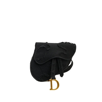 Black Dior Embroidered Canvas Camouflage Saddle Belt Bag Rovelle Bags