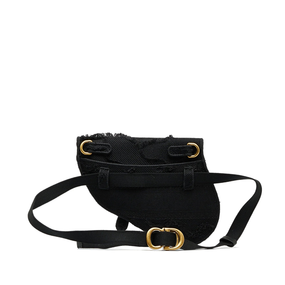 Black Dior Embroidered Canvas Camouflage Saddle Belt Bag Rovelle Bags