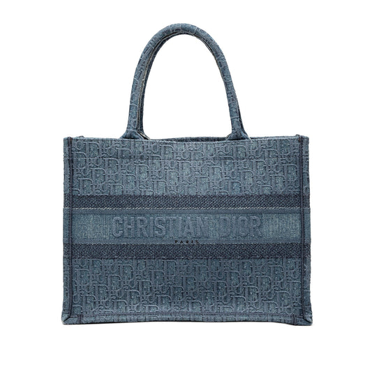 Blue Dior Medium Oblique Denim Book Tote Rovelle Bags