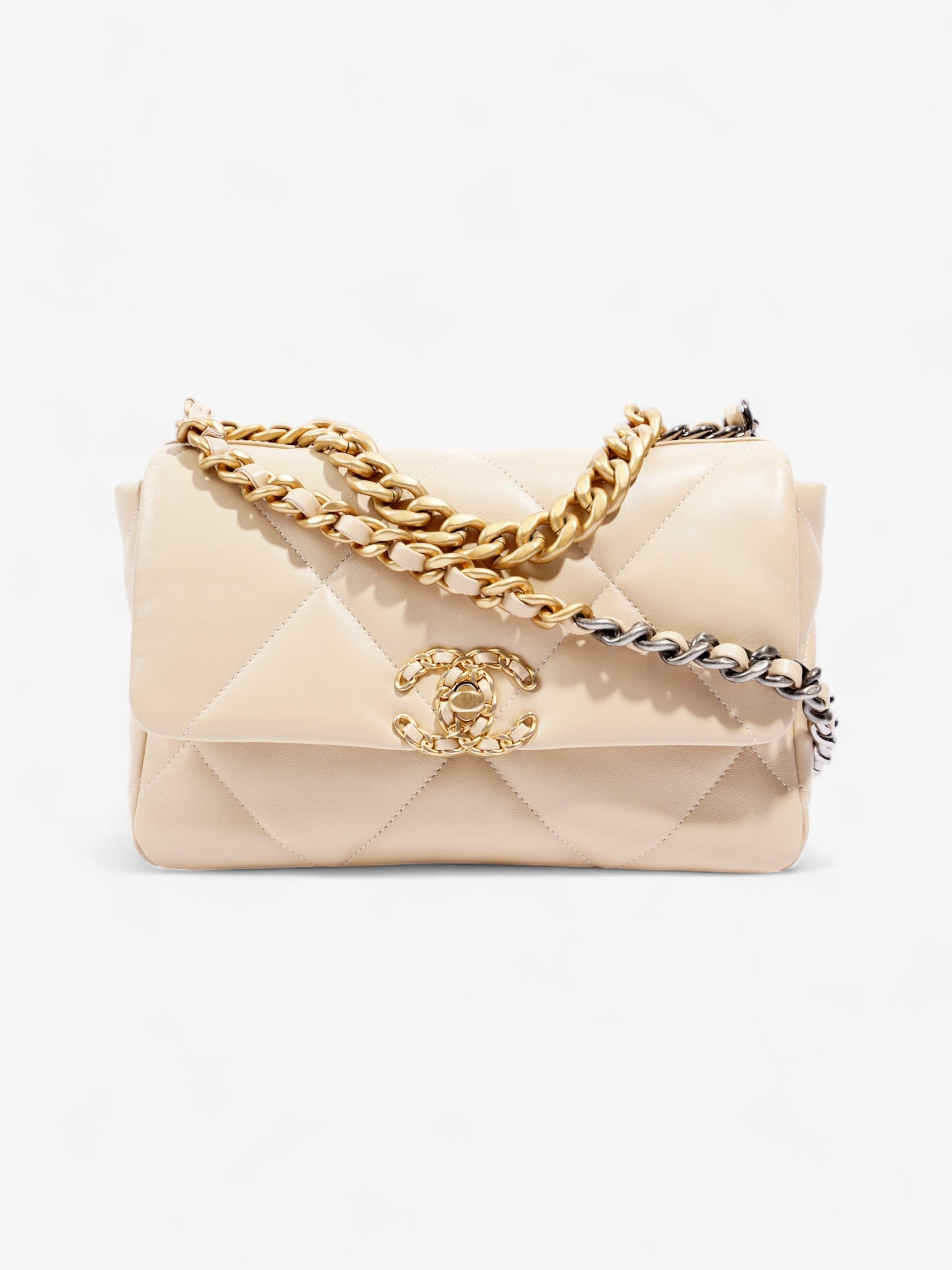 Chanel Chanel 19 Lambskin Beige Shoulder Bag Rovelle Bags