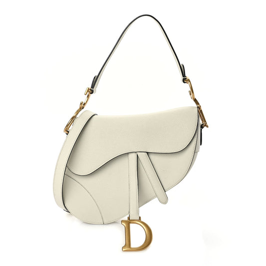 Christian Dior Grained Calfskin Saddle Bag With Strap Latte Rovelle Bags