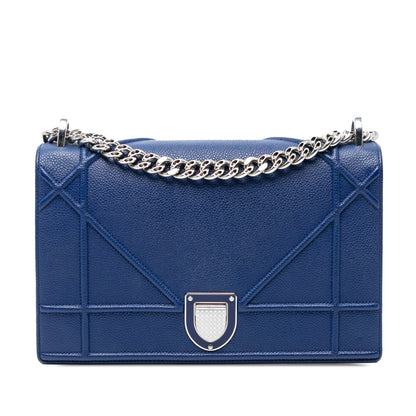 Blue Dior Medium Grained Calfskin Diorama Flap Crossbody Bag Rovelle Bags