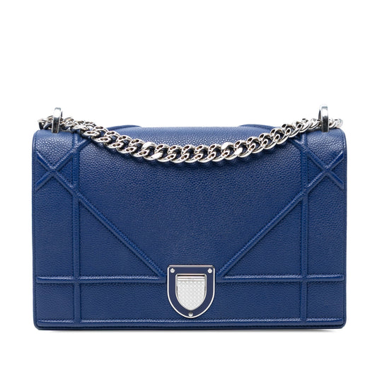 Blue Dior Medium Grained Calfskin Diorama Flap Crossbody Bag Rovelle Bags