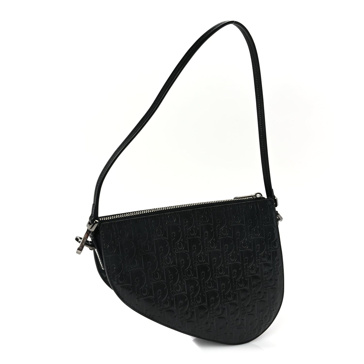 Christian Dior Patent Oblique Embossed Saddle Boxy Bag Black Rovelle Bags