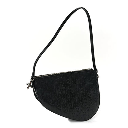 Christian Dior Patent Oblique Embossed Saddle Boxy Bag Black Rovelle Bags