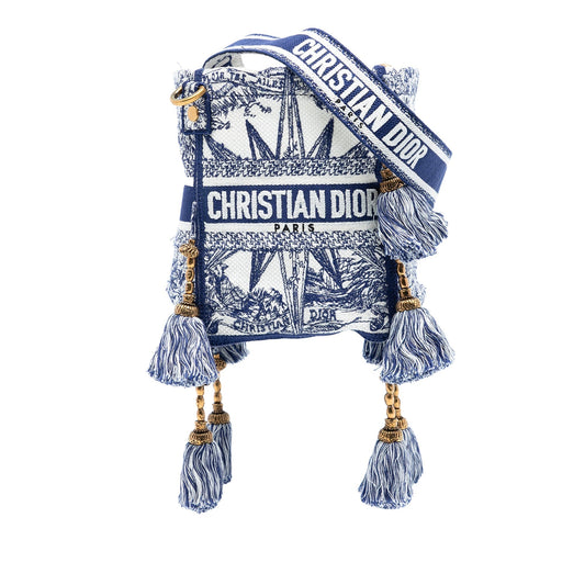 Blue Dior Canvas Embroidered Reve D Infini D Bubble Bucket Bag Rovelle Bags