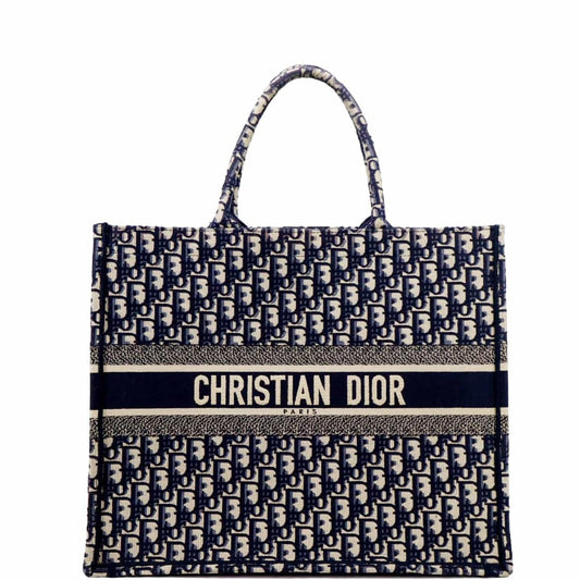 CHRISTIAN DIOR Large Book Oblique Embroidered Canvas Tote Bag Multicolor Rovelle Bags