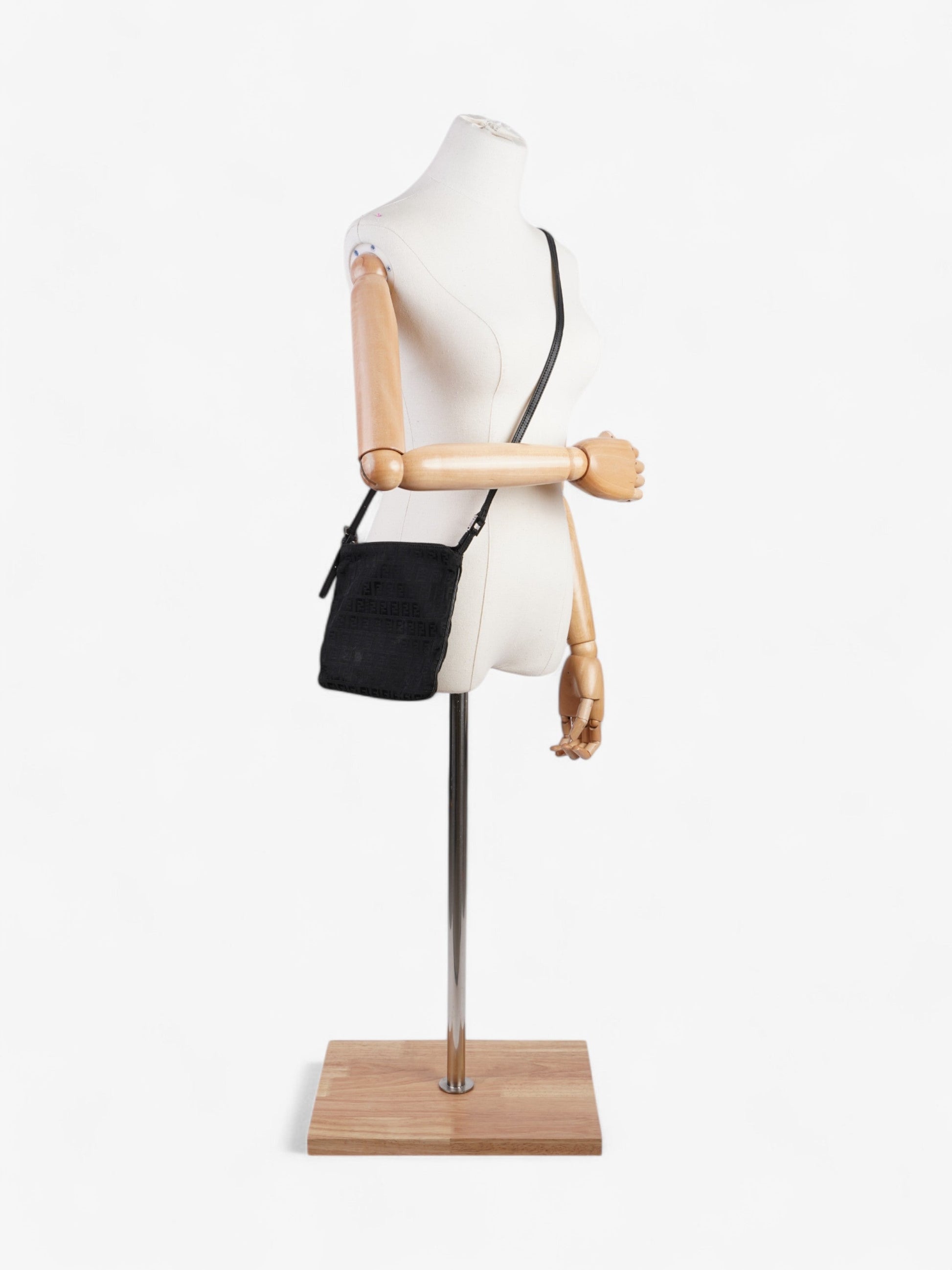 Fendi FF Zucchino Black Canvas Rovelle Bags