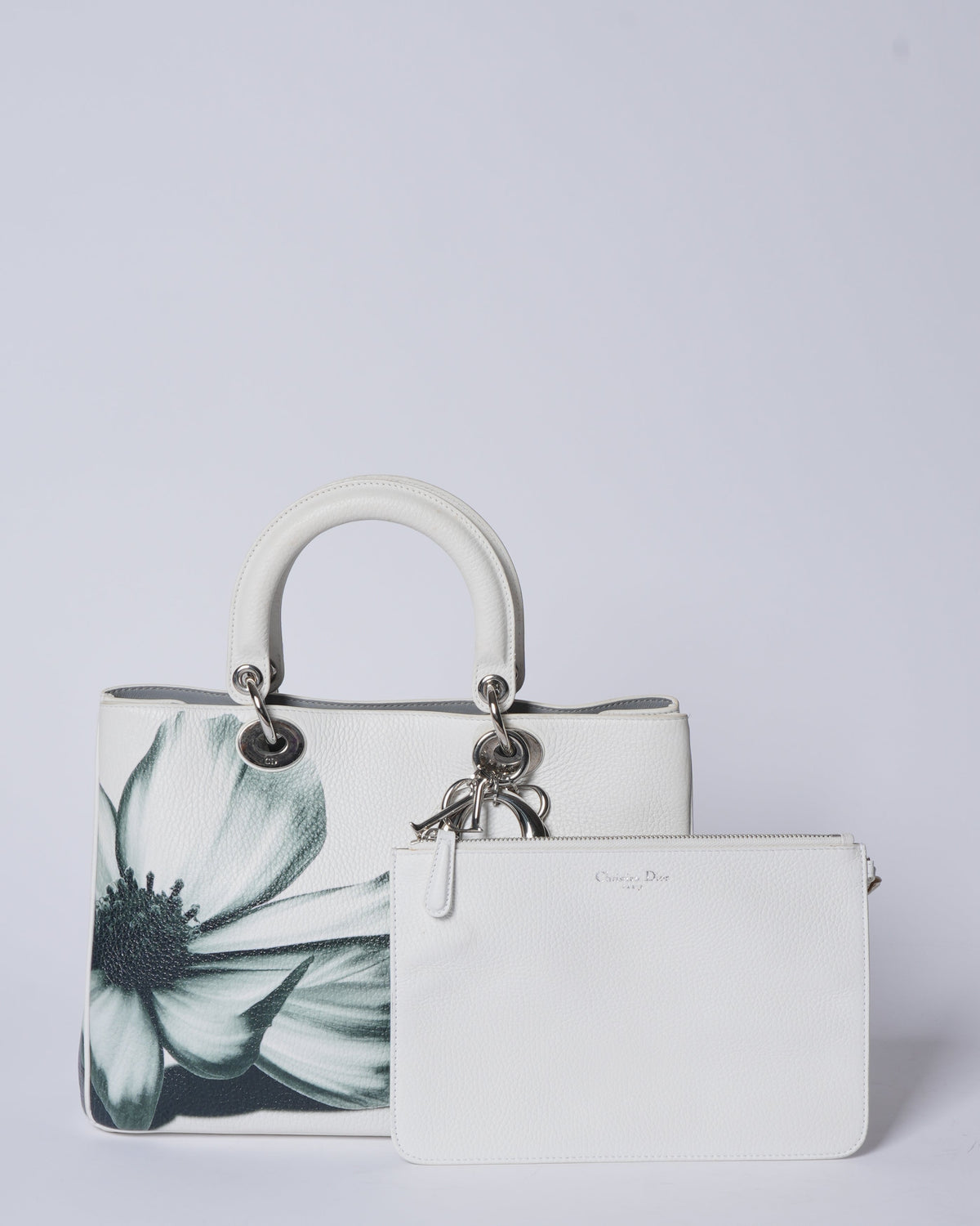 Christian Dior White Floral Lady Dior Bag Limited Edition Rovelle Bags
