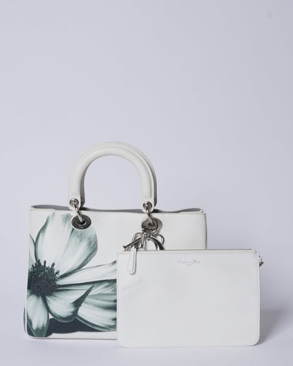 Christian Dior White Floral Lady Dior Bag Limited Edition Rovelle Bags