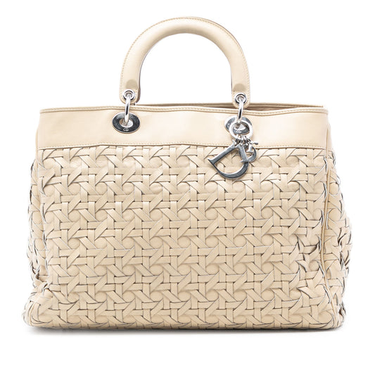 Beige Dior Woven Lambskin Lady Dior Avenue Tote Satchel Rovelle Bags