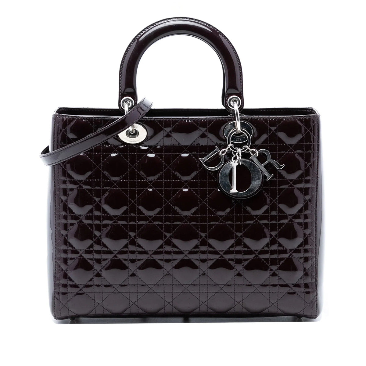 Purple Dior Large Patent Cannage Lady Dior Satchel Rovelle Bags
