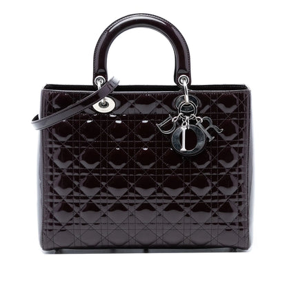 Purple Dior Large Patent Cannage Lady Dior Satchel Rovelle Bags