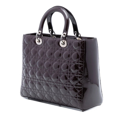 Purple Dior Large Patent Cannage Lady Dior Satchel Rovelle Bags