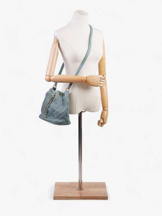 Chanel Pleated Drawstring Light Blue Leather Rovelle Bags