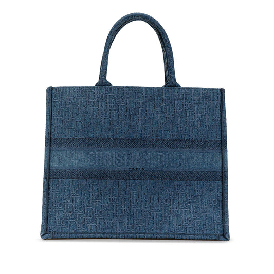 Blue Dior Large Oblique Denim Book Tote Rovelle Bags