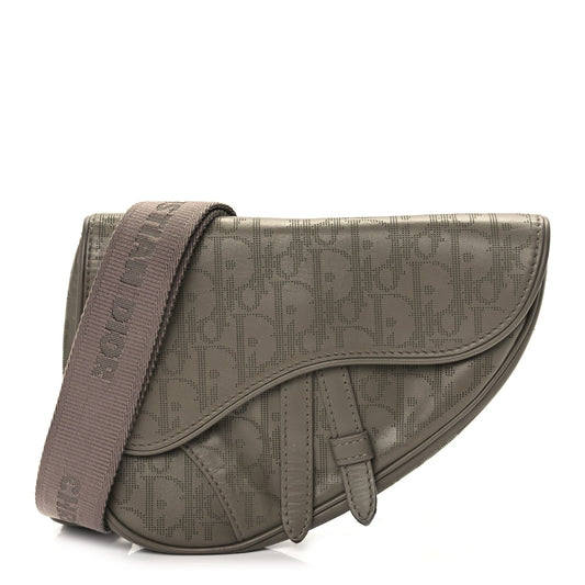 Christian Dior Calfskin Oblique Galaxy Perforated Mens Mini Saddle Bag Marron Rovelle Bags