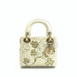 Lady Dior Mini 2018 Embroidered White Calfskin Leather Gold Beads Crossbody Bag Rovelle Bags