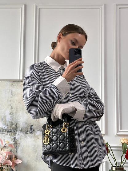 Dior Lady Dior Mini Bag Black Lambskin Gold Hardware Rovelle Bags
