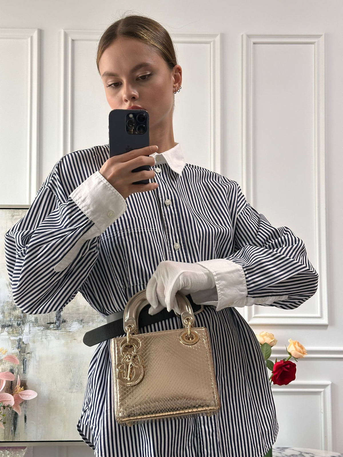 Dior Mini Lady Dior Bag Gold In Python Leather With Gold Hardware On Rovelle Bags