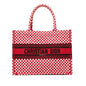 Red Dior Dioramour Medium Embroidered Canvas Dots Book Tote Rovelle Bags