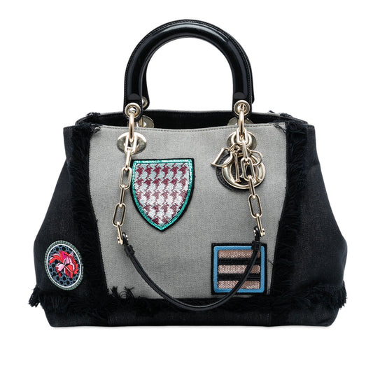 Black Dior Denim Patch D Light Satchel Rovelle Bags