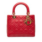 Red Dior Medium Lambskin Cannage Lady Dior Satchel Rovelle Bags