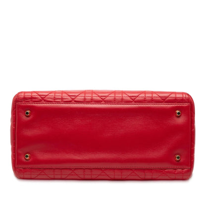 Red Dior Medium Lambskin Cannage Lady Dior Satchel Rovelle Bags