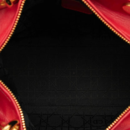 Red Dior Medium Lambskin Cannage Lady Dior Satchel Rovelle Bags