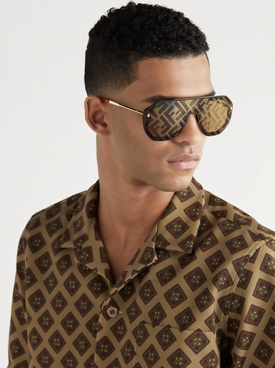 Fendi Eyewear Aviator-Style Logo-Print Sunglasses Rovelle Bags