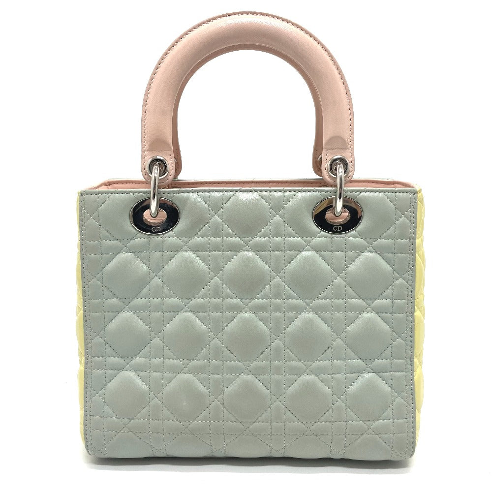 Dior Handbag leather blue x yellow x pink Canage Lady Dior Women Rovelle Bags