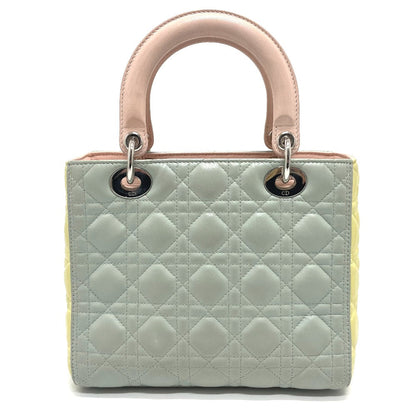 Dior Handbag leather blue x yellow x pink Canage Lady Dior Women Rovelle Bags