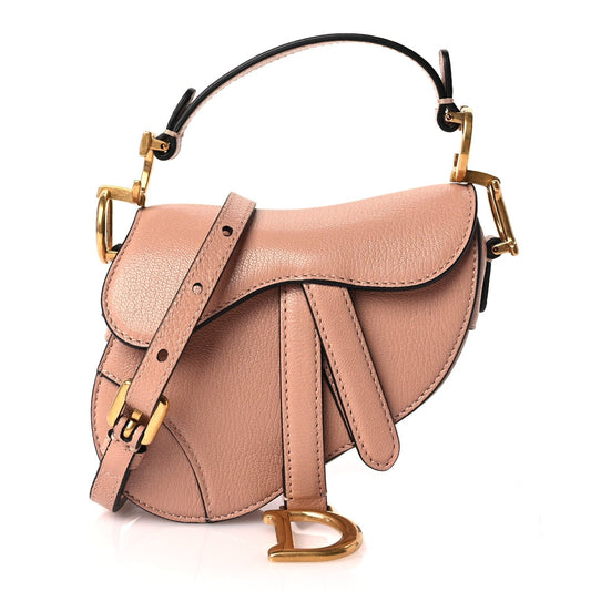 Christian Dior Goatskin Micro Saddle Bag With Strap Rose Des Vents Rovelle Bags