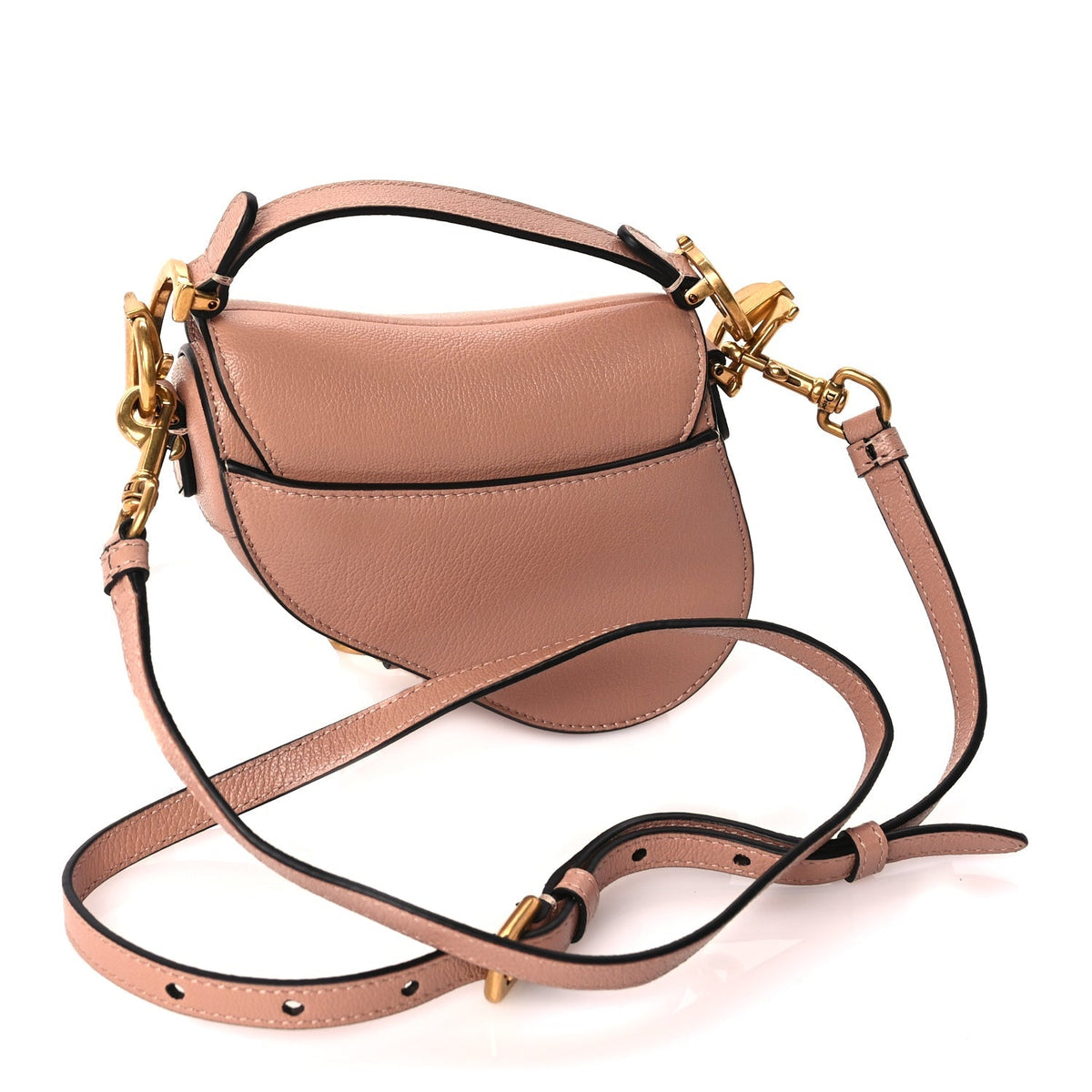 Christian Dior Goatskin Micro Saddle Bag With Strap Rose Des Vents Rovelle Bags