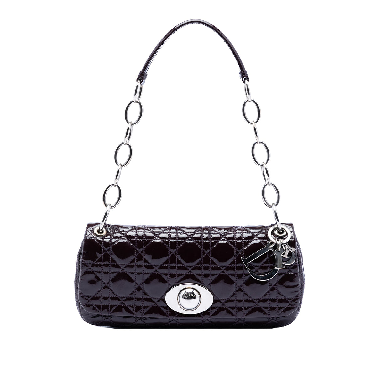 Purple Dior Patent Cannage Rendezvous Shoulder Bag Rovelle Bags
