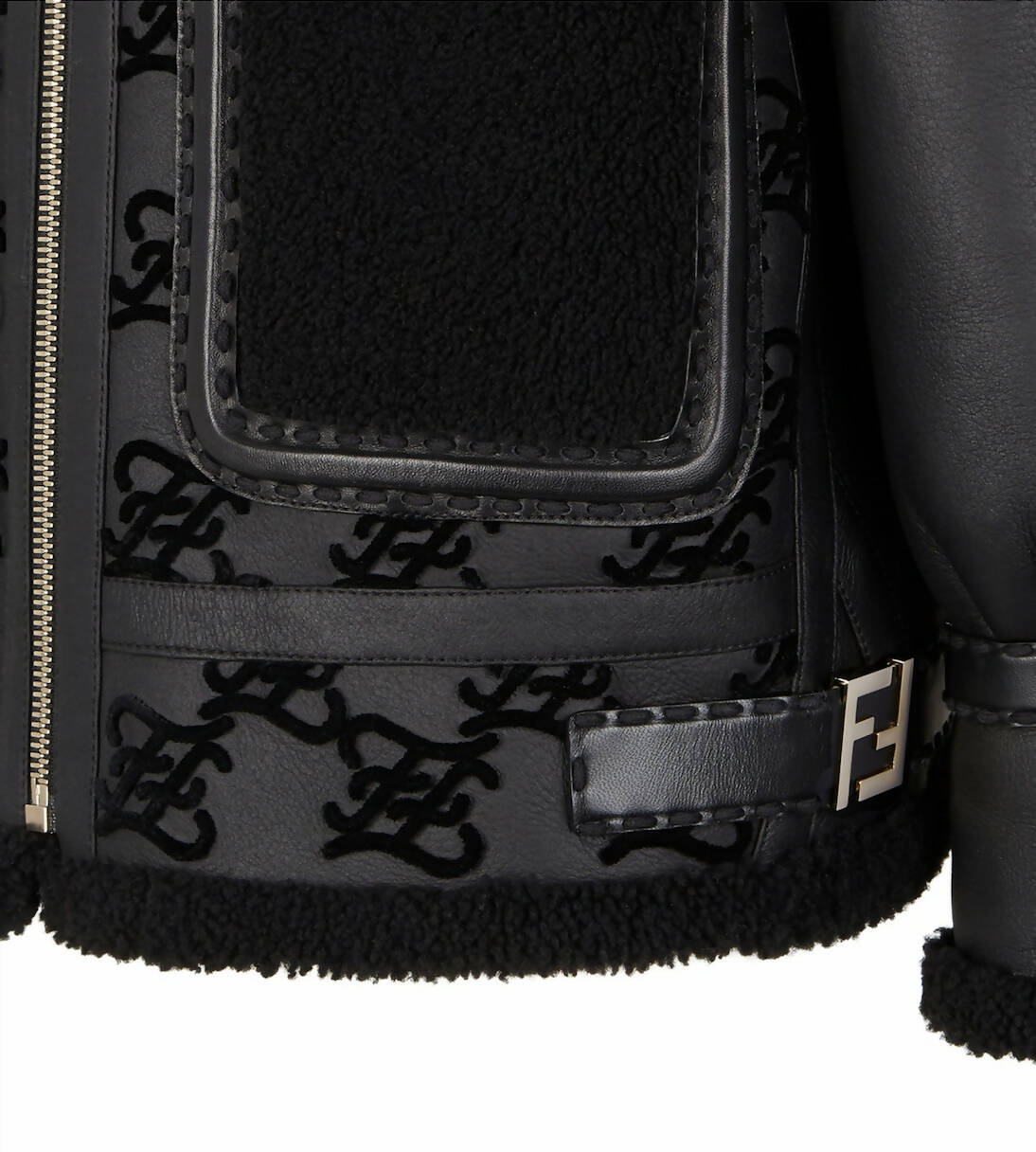 Fendi Jacket Black shearling jacket Rovelle Bags