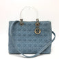 Dior Handbag canvas blue Canage Lady Dior Medium Women Rovelle Bags
