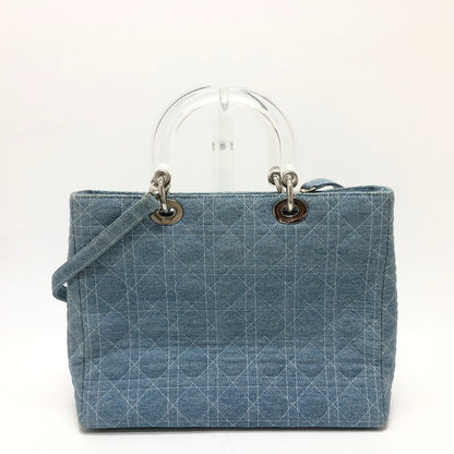 Dior Handbag canvas blue Canage Lady Dior Medium Women Rovelle Bags