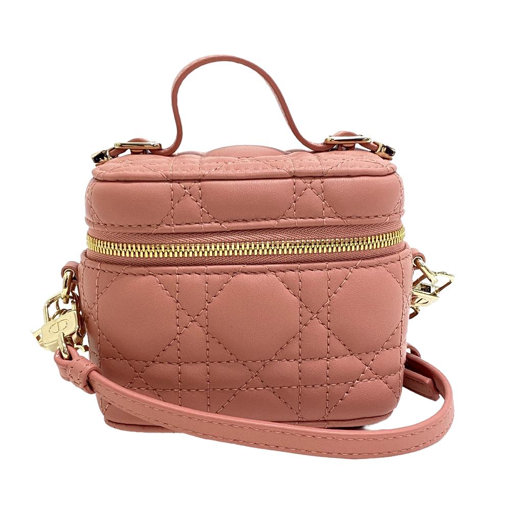 Christian Dior Shoulder Bag Lambskin, Leather pink 2way Cannage Shoulder Vanity Women Rovelle Bags