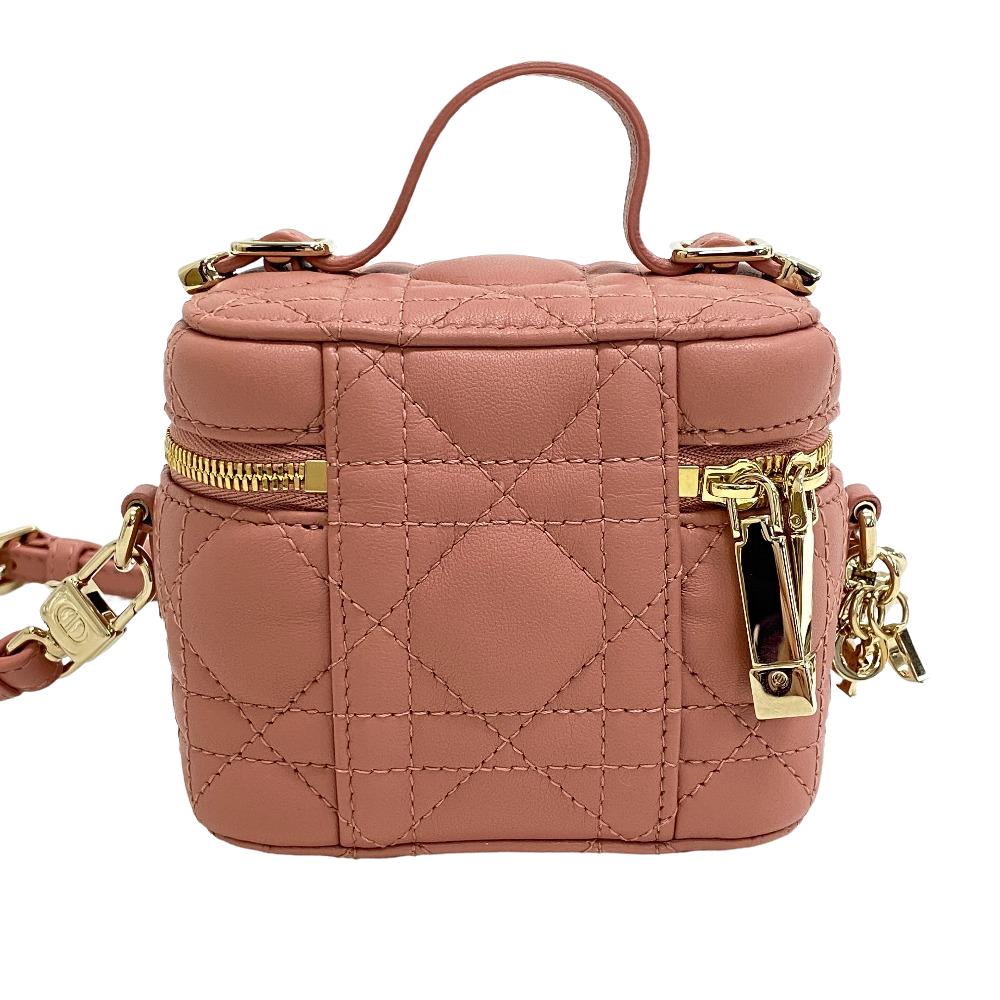 Christian Dior Shoulder Bag Lambskin, Leather pink 2way Cannage Shoulder Vanity Women Rovelle Bags