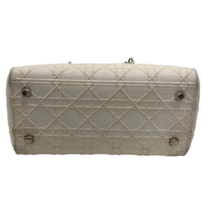 Dior Handbag canvas white 2WAY Lady Dior Canage Women Rovelle Bags