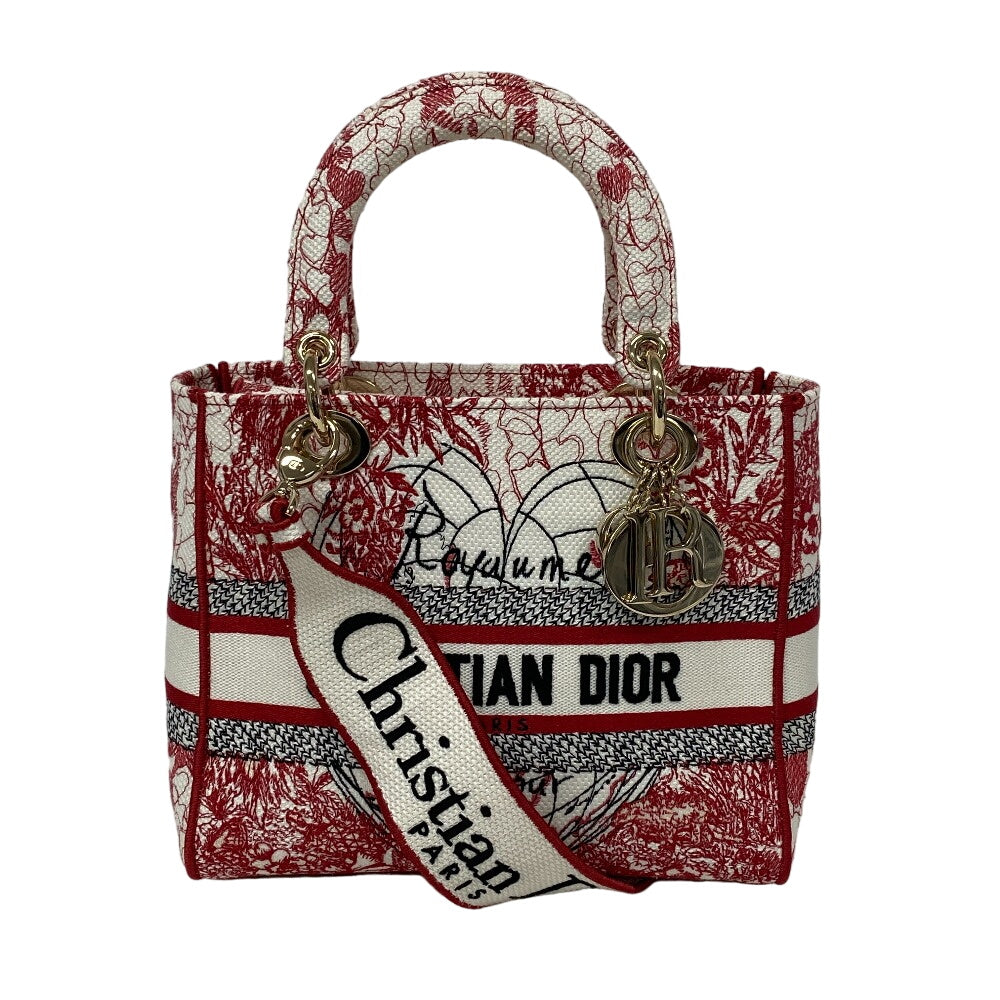 Christian Dior Handbag canvas Red 2WAY handbag Lady Delight Medium Women Rovelle Bags