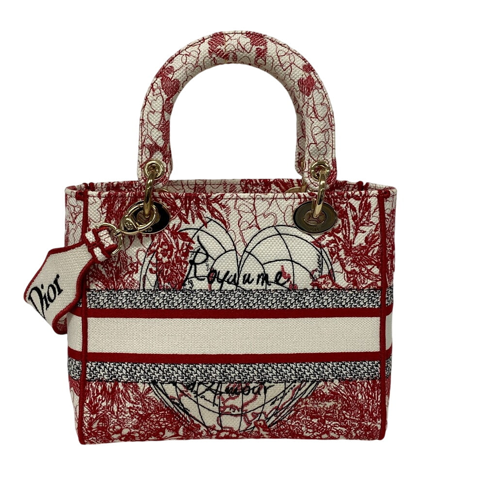 Christian Dior Handbag canvas Red 2WAY handbag Lady Delight Medium Women Rovelle Bags