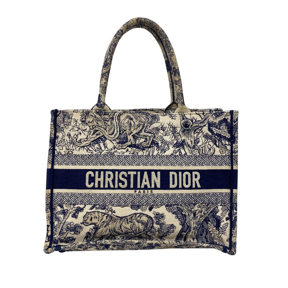 Christian Dior Tote Bag canvas white Toile de Jouy Embroidered Women Rovelle Bags