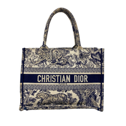 Christian Dior Tote Bag canvas white Toile de Jouy Embroidered Women Rovelle Bags
