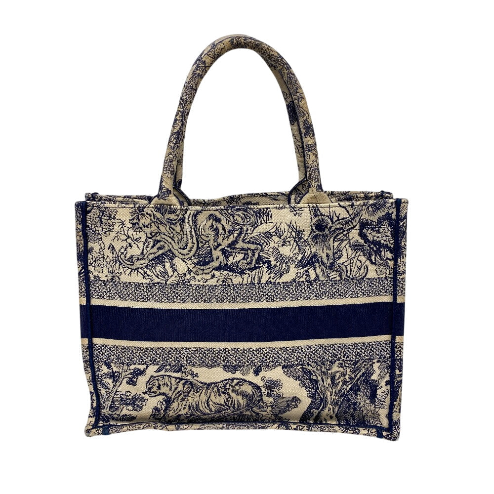 Christian Dior Tote Bag canvas white Toile de Jouy Embroidered Women Rovelle Bags