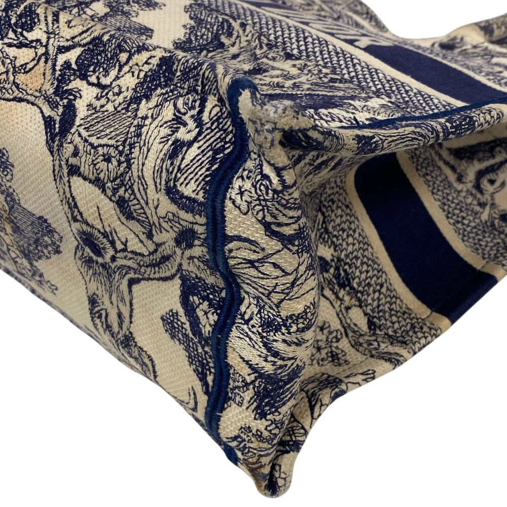 Christian Dior Tote Bag canvas white Toile de Jouy Embroidered Women Rovelle Bags