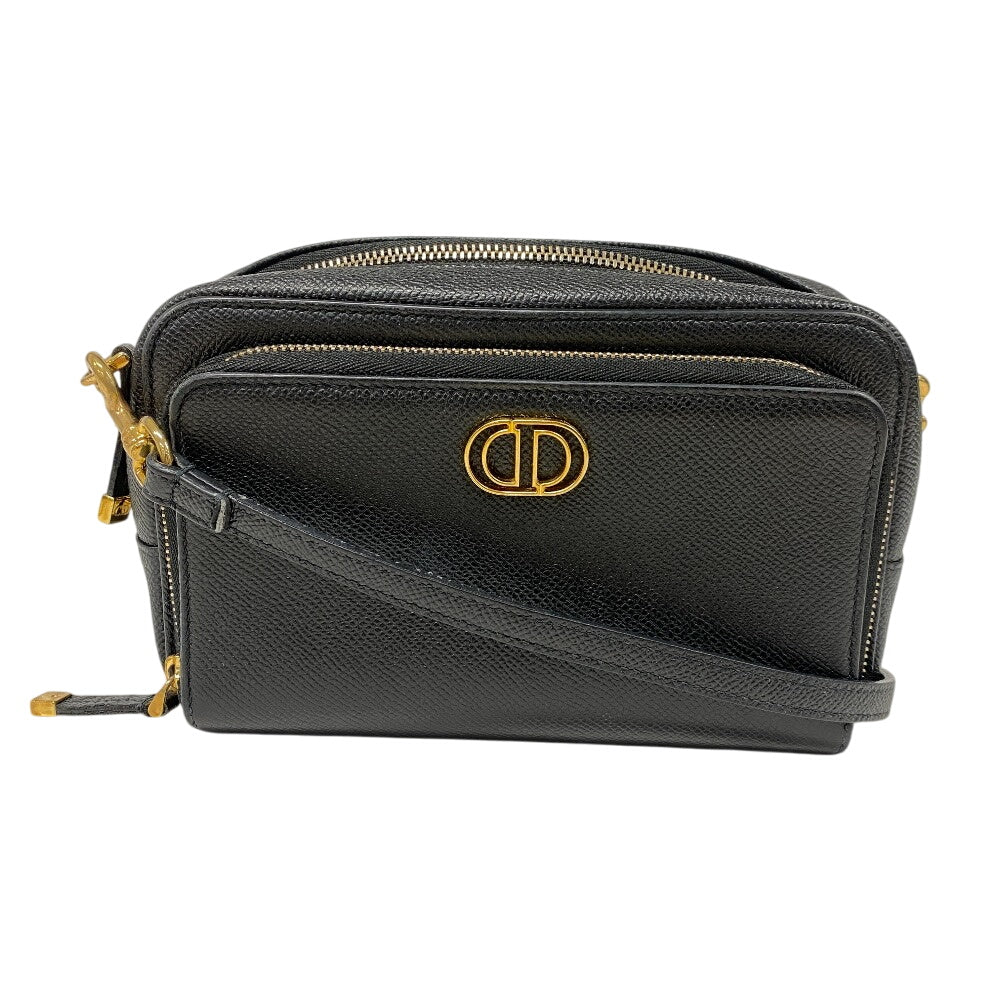 Christian Dior Shoulder Bag leather black Calo double pouch Women Rovelle Bags