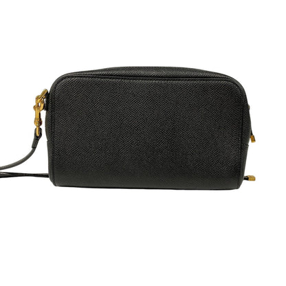 Christian Dior Shoulder Bag leather black Calo double pouch Women Rovelle Bags
